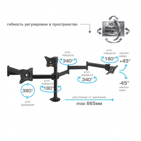 Настольный кронштейн для мониторов ARM MEDIA LCD-T15 BLACK 