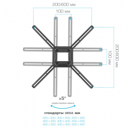 Настенный кронштейн для LED/LCD телевизоров KROMAX CORBEL-12 GREY TITAN 