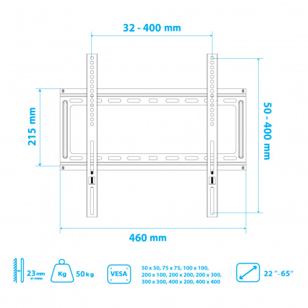 Настенный кронштейн для LED/LCD телевизоров KROMAX IDEAL-3 BLACK 