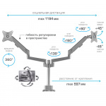 Настольный кронштейн для мониторов VLK TRENTO-95 SILVER 
