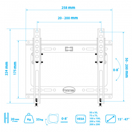 Кронштейн для LED/LCD телевизоров Kromax IDEAL-6 new, белый 