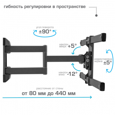 Настенный кронштейн для LED/LCD телевизоров KROMAX CORBEL-10 GREY TITAN 