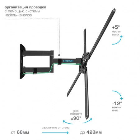 Настенный кронштейн для LED/LCD телевизоров KROMAX CORBEL-12 GREY TITAN 